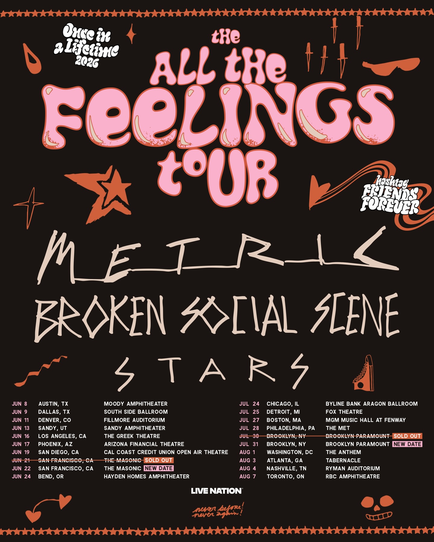 Stars ALL THE FEELINGS TOUR Poster 2026